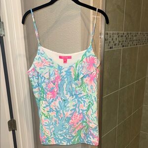 Lilly Pulitzer Karmen Cami Tank Top Coral Bay Size XL New with Tag